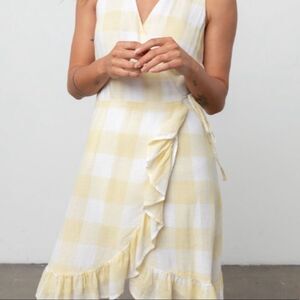 Rails Yellow and White Checkered Dress